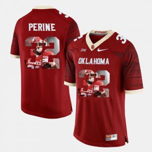 Mens Oklahoma Sooners #32 Samaje Perine Crimson Player Pictorial Jersey 693220-816