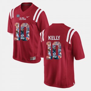 For Men Ole Miss Rebels #10 Chad Kelly Red Player Pictorial Jersey 484944-366