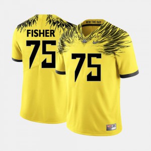 For Men University of Oregon #75 Jake Fisher Yellow College Football Jersey 325409-965
