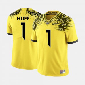 For Men's University of Oregon #1 Josh Huff Yellow College Football Jersey 494316-310