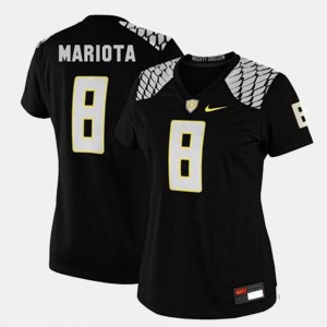 Womens University of Oregon #8 Marcus Mariota Black College Football Jersey 763471-701
