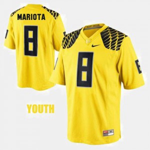 Youth(Kids) Oregon #8 Marcus Mariota Yellow College Football Jersey 393652-605