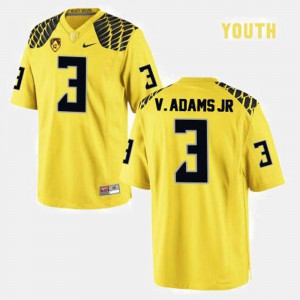 Youth Oregon Ducks #3 Vernon Adams Yellow College Football Jersey 680065-421