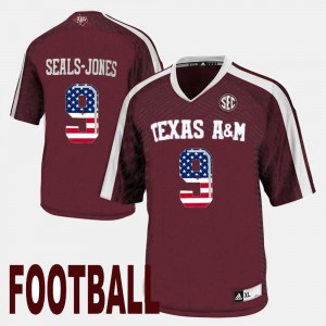 Mens Texas A&M University #9 Ricky Seals-Jones Maroon US Flag Fashion Jersey 786317-957