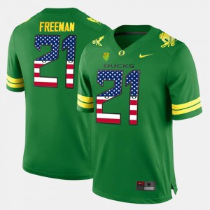 For Men's Ducks #21 Royce Freeman Green US Flag Fashion Jersey 781056-255
