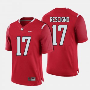 For Men's Rutgers University #17 Giovanni Rescigno Red College Football Jersey 205615-485