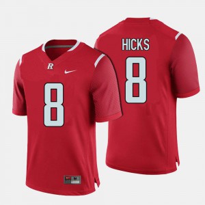 Mens Rutgers #8 Josh Hicks Red College Football Jersey 368255-581