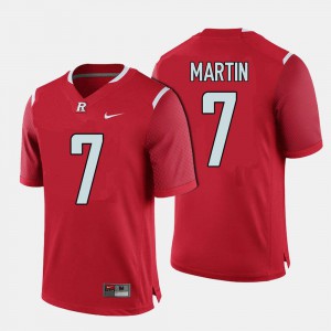 For Men's Rutgers University #7 Robert Martin Red College Football Jersey 483215-539