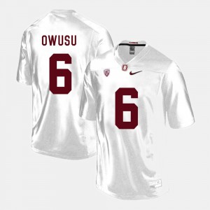 Mens Stanford University #6 Francis Owusu White College Football Jersey 258504-478