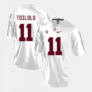 For Men's Stanford University #11 Levine Toilolo White College Football Jersey 731809-652