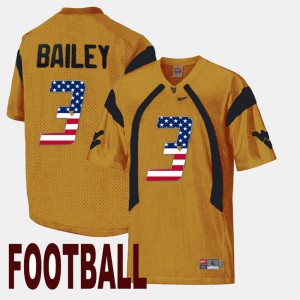 For Men's West Virginia #3 Stedman Bailey Gold US Flag Fashion Jersey 668542-732