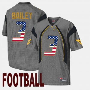 For Men's West Virginia #3 Stedman Bailey Gray US Flag Fashion Jersey 842586-474