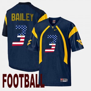 For Men's WVU #3 Stedman Bailey Navy US Flag Fashion Jersey 375694-143
