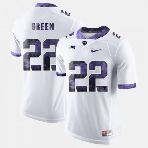 Mens Horned Frogs #22 Aaron Green White College Football Jersey 723011-437