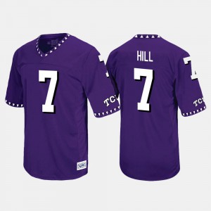 For Men Texas Christian #7 Kenny Hill Purple Throwback Jersey 411690-573