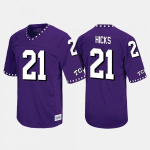 Mens Texas Christian #21 Kyle Hicks Purple Throwback Jersey 434667-913