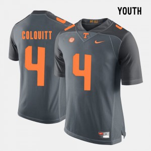 Youth Tennessee #4 Britton Colquitt Grey College Football Jersey 349449-933