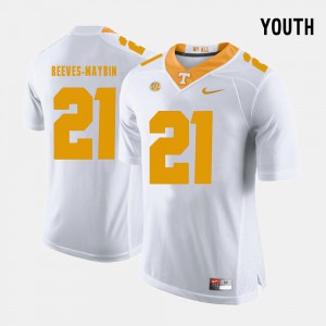 Kids Tennessee #21 Jalen Reeves-Maybin White College Football Jersey 354954-204