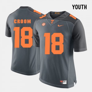 Youth(Kids) University Of Tennessee #18 Jason Croom Grey College Football Jersey 718097-580