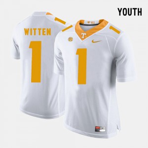 Youth(Kids) University Of Tennessee #1 Jason Witten White College Football Jersey 236111-559