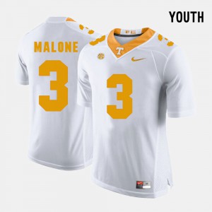 Kids University Of Tennessee #3 Josh Malone White College Football Jersey 848133-678