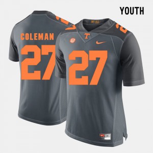 Youth TN VOLS #27 Justin Coleman Grey College Football Jersey 890309-150