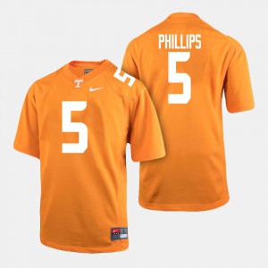 For Men's Tennessee #5 Kyle Phillips Orange College Football Jersey 491223-630
