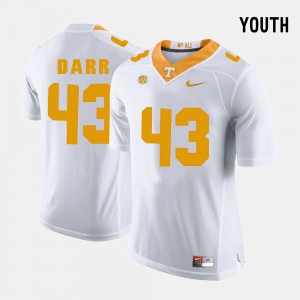 Youth Tennessee #43 Matt Darr White College Football Jersey 224613-769