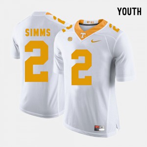For Kids Tennessee Volunteers #2 Matt Simms White College Football Jersey 928559-553