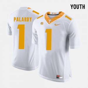 Youth Tennessee Vols #1 Michael Palardy White College Football Jersey 127209-351
