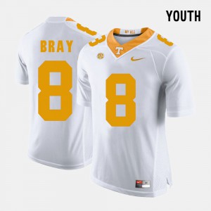 Kids UT VOLS #8 Tyler Bray White College Football Jersey 503978-828