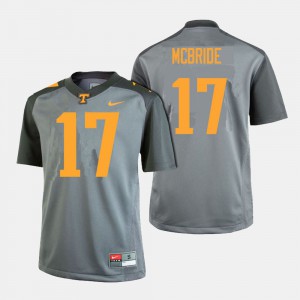 Mens Tennessee Vols #17 Will McBride Gray College Football Jersey 315834-544