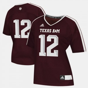 For Women A&M #12 Maroon College Football Jersey 223858-805