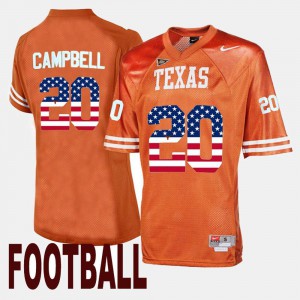 Mens University of Texas #20 Earl Campbell Orange Throwback Jersey 400363-478
