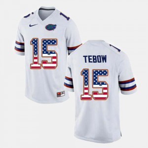 Mens Florida Gators #15 Tim Tebow White US Flag Fashion Jersey 505788-340