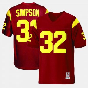 For Men's Trojans #32 O.J. Simpson Red College Football Jersey 624209-911