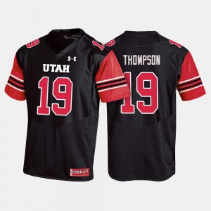 Men University of Utah #19 Bryan Thompson Black College Football Jersey 674551-375