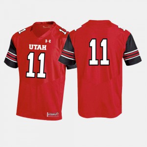 Mens Utah #11 Red College Football Jersey 405297-944