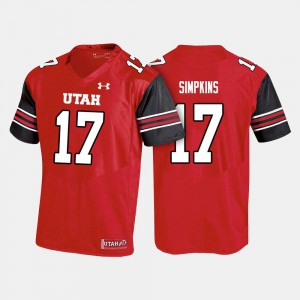 Men's Utah Utes #17 Demari Simpkins Red College Football Jersey 312357-879