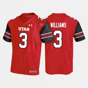 For Men University of Utah #3 Troy Williams Red College Football Jersey 154049-909