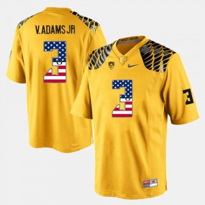 For Men's University of Oregon #3 Vernon Adams Jr Yellow US Flag Fashion Jersey 341159-270