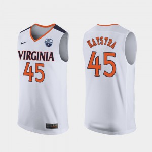 Men University of Virginia #45 Austin Katstra White 2019 Men's Basketball Champions Jersey 539292-215