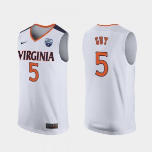 For Men Virginia Cavaliers #5 Kyle Guy White 2019 Men's Basketball Champions Jersey 281017-965
