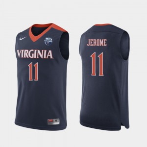 For Men's University of Virginia #11 Ty Jerome Navy 2019 Men's Basketball Champions Jersey 852331-806