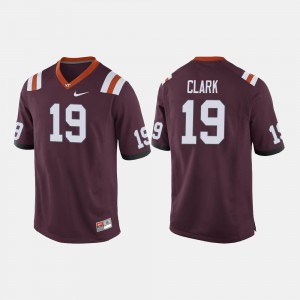 For Men's VT #19 Chuck Clark Maroon College Football Jersey 394681-934