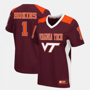 Womens Virginia Tech Hokies #1 Maroon College Football Jersey 632273-535