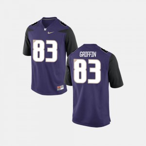 Mens Washington Huskies #83 Connor Griffin Purple College Football Jersey 921431-943