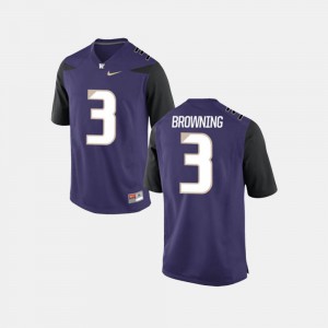 For Men's UW Huskies #3 Jake Browning Purple College Football Jersey 544888-659