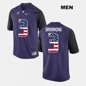 Men's Washington #3 Jake Browning Purple US Flag Fashion Jersey 393313-677