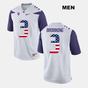 For Men Washington #3 Jake Browning White US Flag Fashion Jersey 485640-620